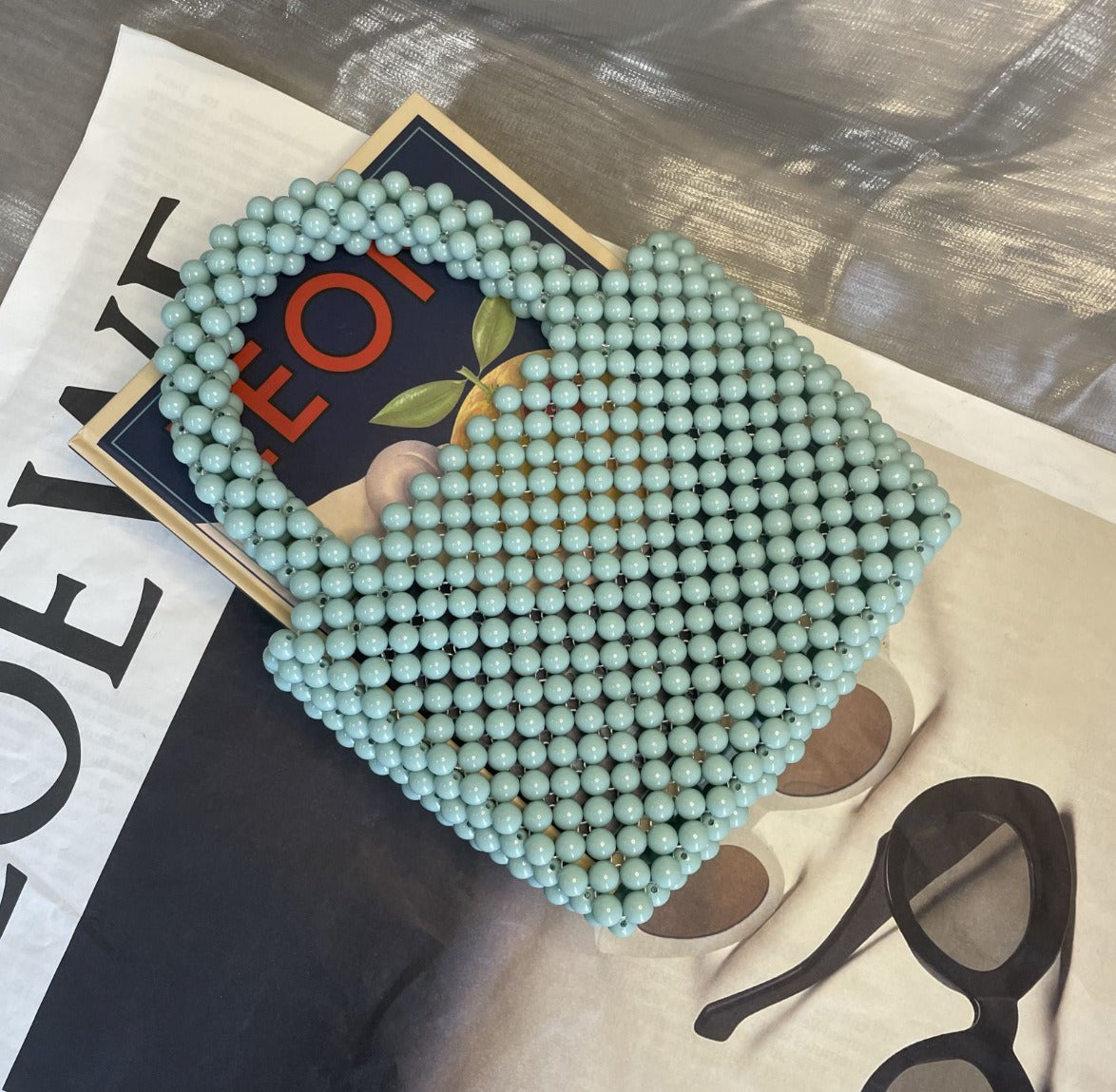 Fashion Beaded Handbag for Women | Acrylic Solid Color Mini Purse