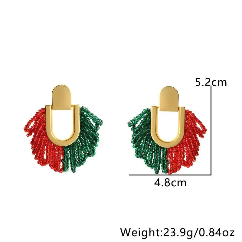 Bohemian Beaded Drop Earrings – Romantic Glass Seed Bead Statement Jewelry EPR