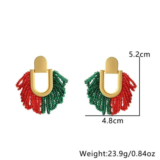 Bohemian Beaded Drop Earrings – Romantic Glass Seed Bead Statement Jewelry EPR