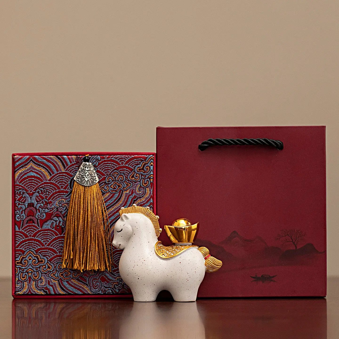Custom Horse Figurine Gift Set Prosperity Feng Shui Horse Statue with Gift Box | Corporate & Business Gifts TED