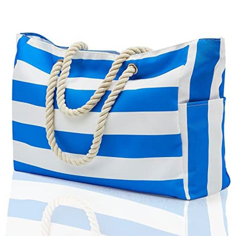 Rainbow Stripe Beach Bag - Large Capacity Beach Bag | Free Shipping