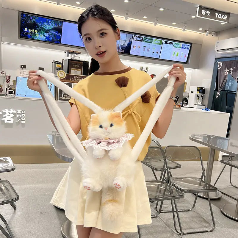 Cute Plush Animal Backpack Cat & Dog Soft School Bag | Kawaii Mini Backpack for Kids & Gifts TED