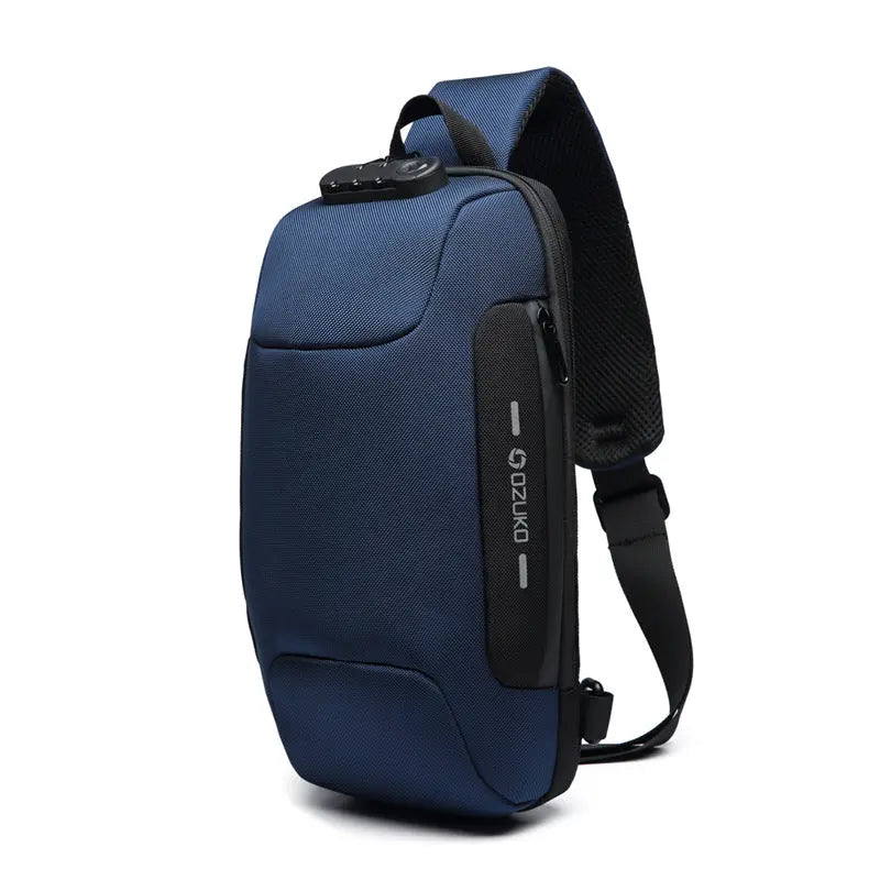 Mens Anti-Theft Chest Bag with USB Port Waterproof Tactical Sling Bag for Travel TED