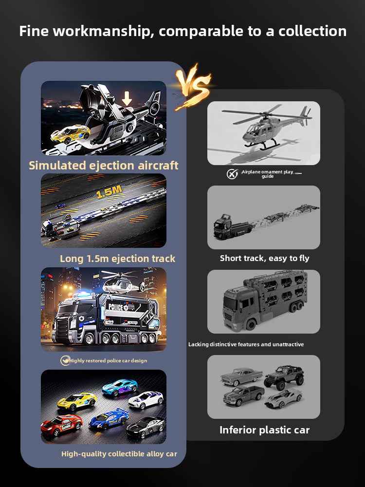 Transforming Police Car Toy with Track and Ejection Features