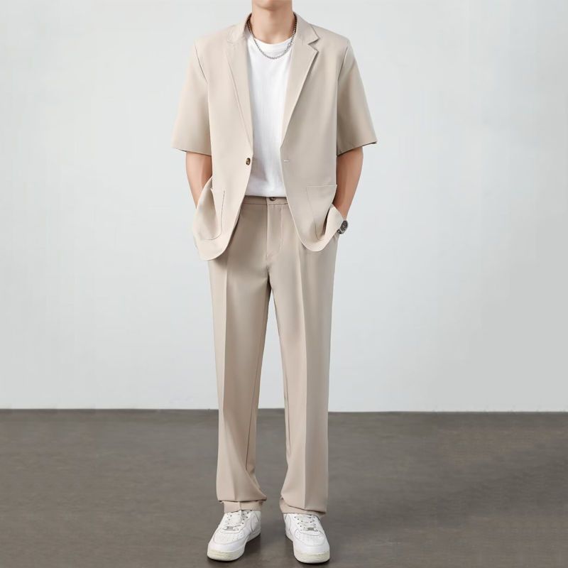 Men's Ice Silk Casual Suit Set | Lightweight Summer Suit 3-Piece Outfit - EverCharm Gifts