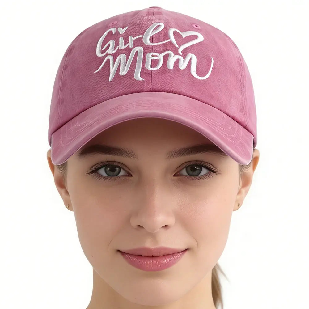 Girl Mom Hat – Adjustable Embroidered Cotton Baseball Cap Mother’s Day Gift CJ