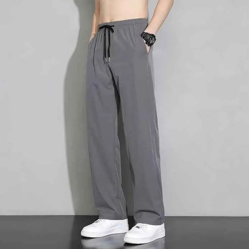 Ice Silk Wide Leg Pants - Lightweight Breathable Casual Straight Pants for Men