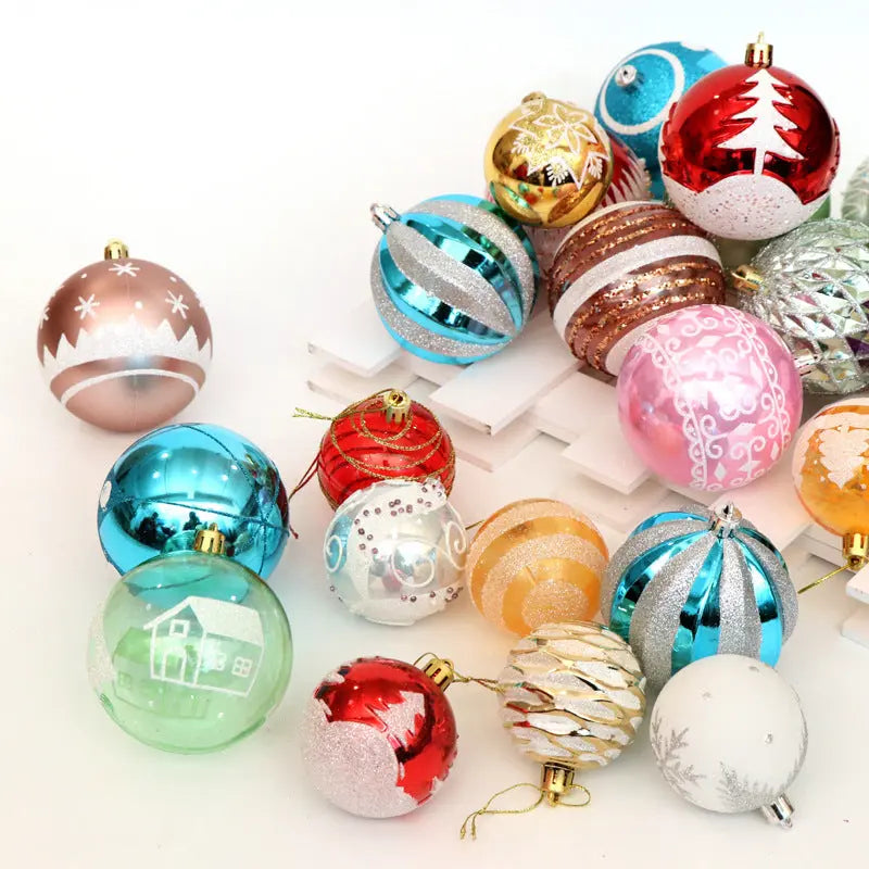 Hand-Painted Christmas Ball Ornaments – Luxury PVC Tree Decorations | Metallic Holiday Baubles (6cm) CJ