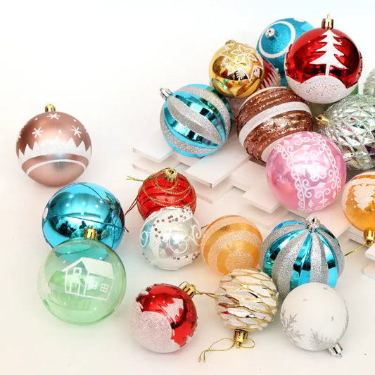 Hand-Painted Christmas Ball Ornaments – Luxury PVC Tree Decorations | Metallic Holiday Baubles (6cm) CJ