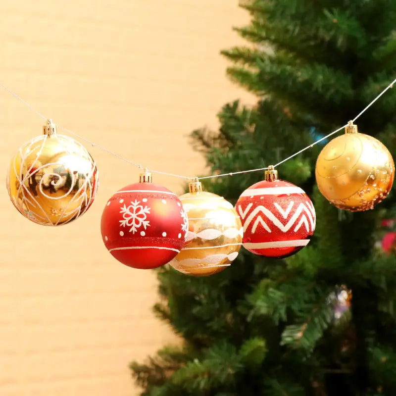 Hand-Painted Christmas Ball Ornaments – Luxury PVC Tree Decorations | Metallic Holiday Baubles (6cm) CJ