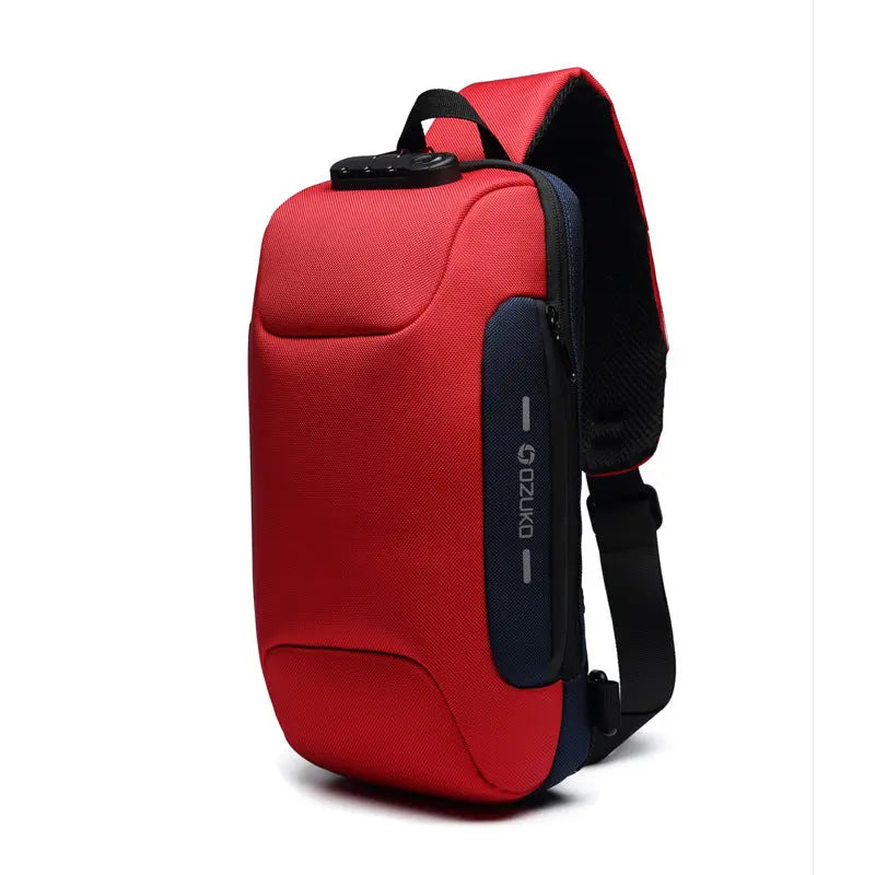 Mens Anti-Theft Chest Bag with USB Port Waterproof Tactical Sling Bag for Travel TED