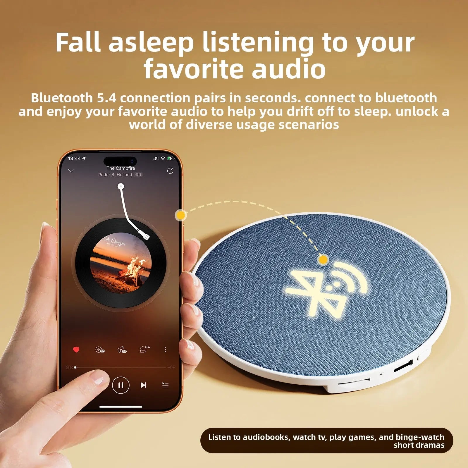 Ultra-Thin Sleep Sound Machine Bluetooth White Noise Speaker for Under Pillow TED