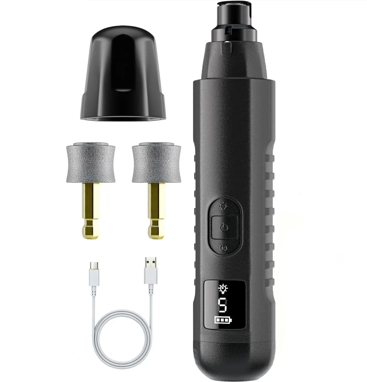 Silent Groom Pro Dog Nail Grinder – Rechargeable 5-Speed Pet Nail Trimmer with LED Light | Quiet Grooming Tool for Dogs & Cats CJ