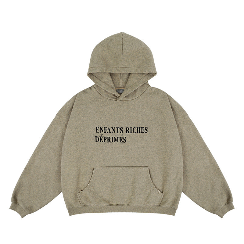 Gradient Fleece Hooded Sweatshirt - Vintage Washed Oversized Hoodie | Casual Streetwear Pullover for Men & Women TED