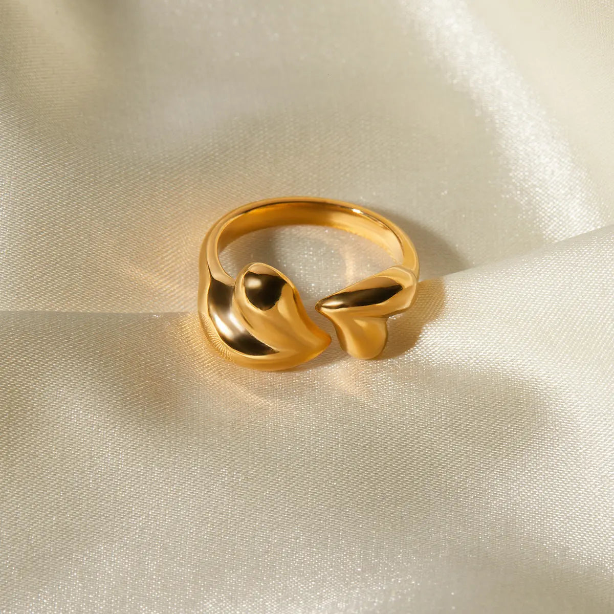 Asymmetric Heart Ring – Stainless Steel Open Adjustable Romantic Jewelry for Women CJ