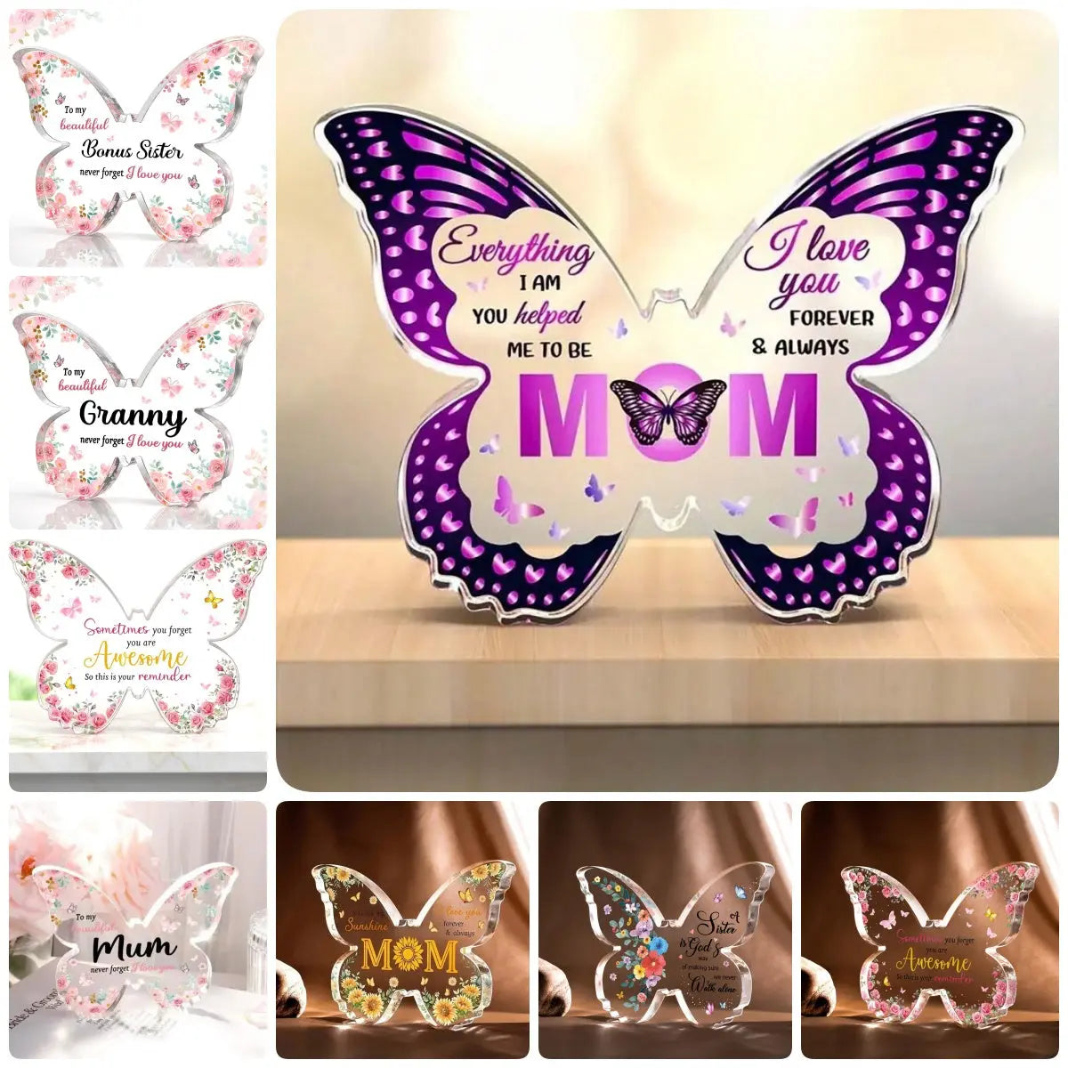 Butterfly Gift for Mom – Inspirational Acrylic Decor Mother’s Day Keepsake CJ