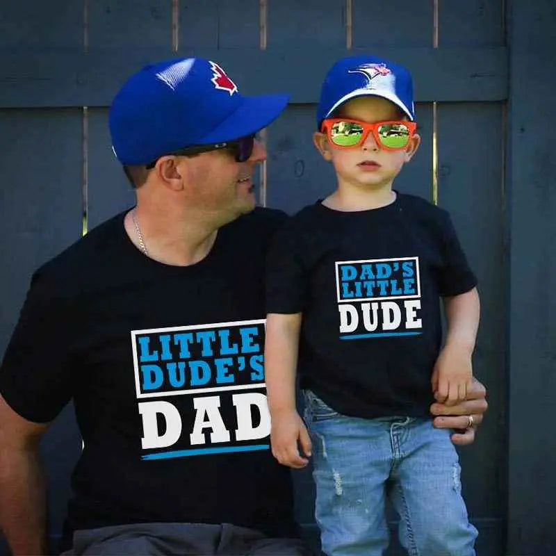 Father And Son Summer Short-Sleeved T-Shirt Cartoon Letter Printing DAD Dad And Son