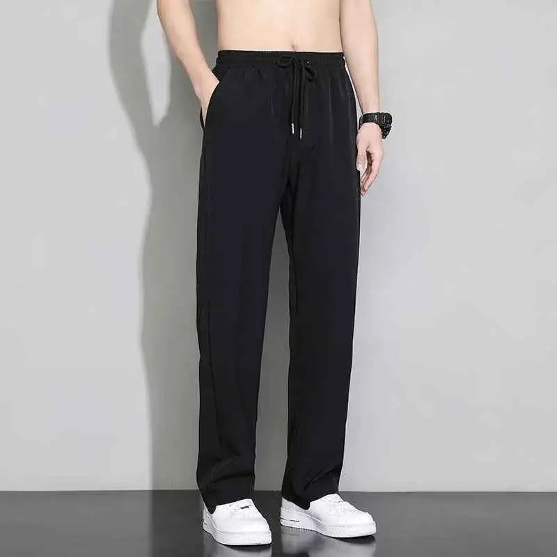 Ice Silk Wide Leg Pants - Lightweight Breathable Casual Straight Pants for Men