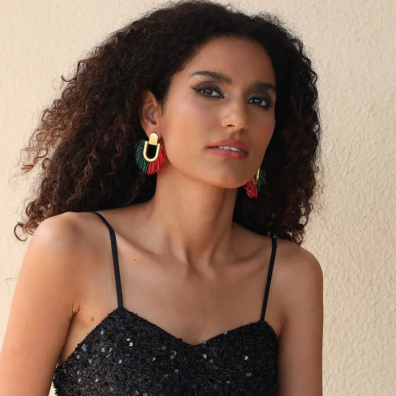 Bohemian Beaded Drop Earrings – Romantic Glass Seed Bead Statement Jewelry EPR