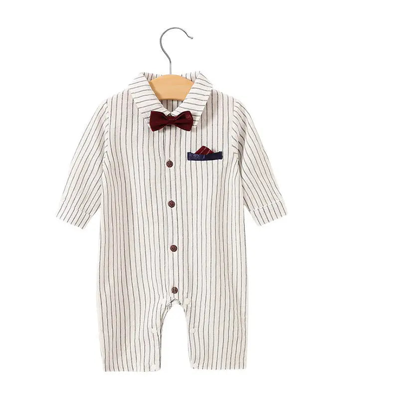 Baby Boy Cotton Romper – Long Sleeve British Style Newborn Crawling Suit (0–12 Months) EPR