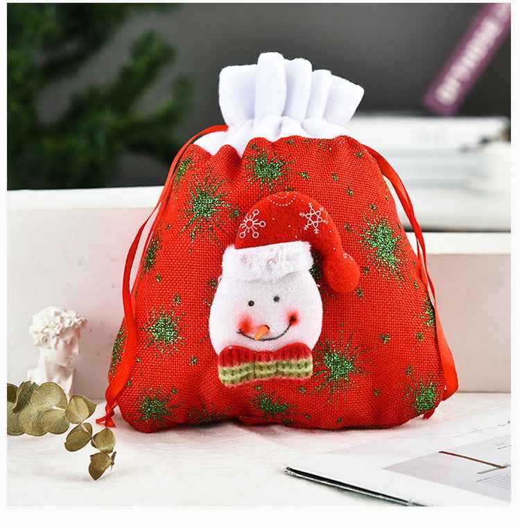 Christmas Linen Tote Gift Bag – 3D Printed Holiday Gift Bag for Parties