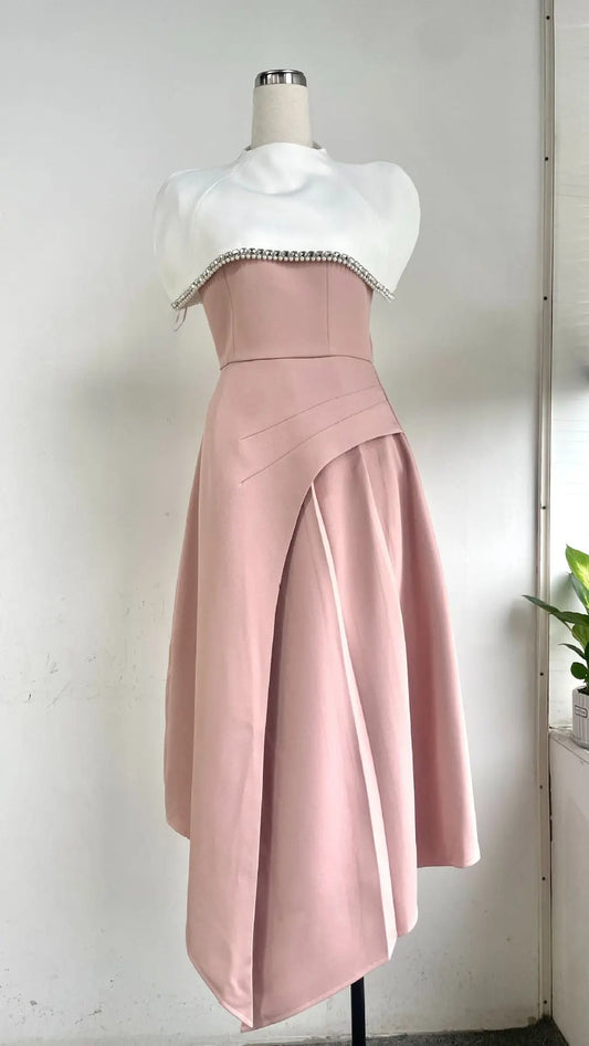 Women’s Elegant Two-Piece Maxi Dress Set – Sleeveless High Neck Irregular Hem Outfit | Chic Formal Matching Set