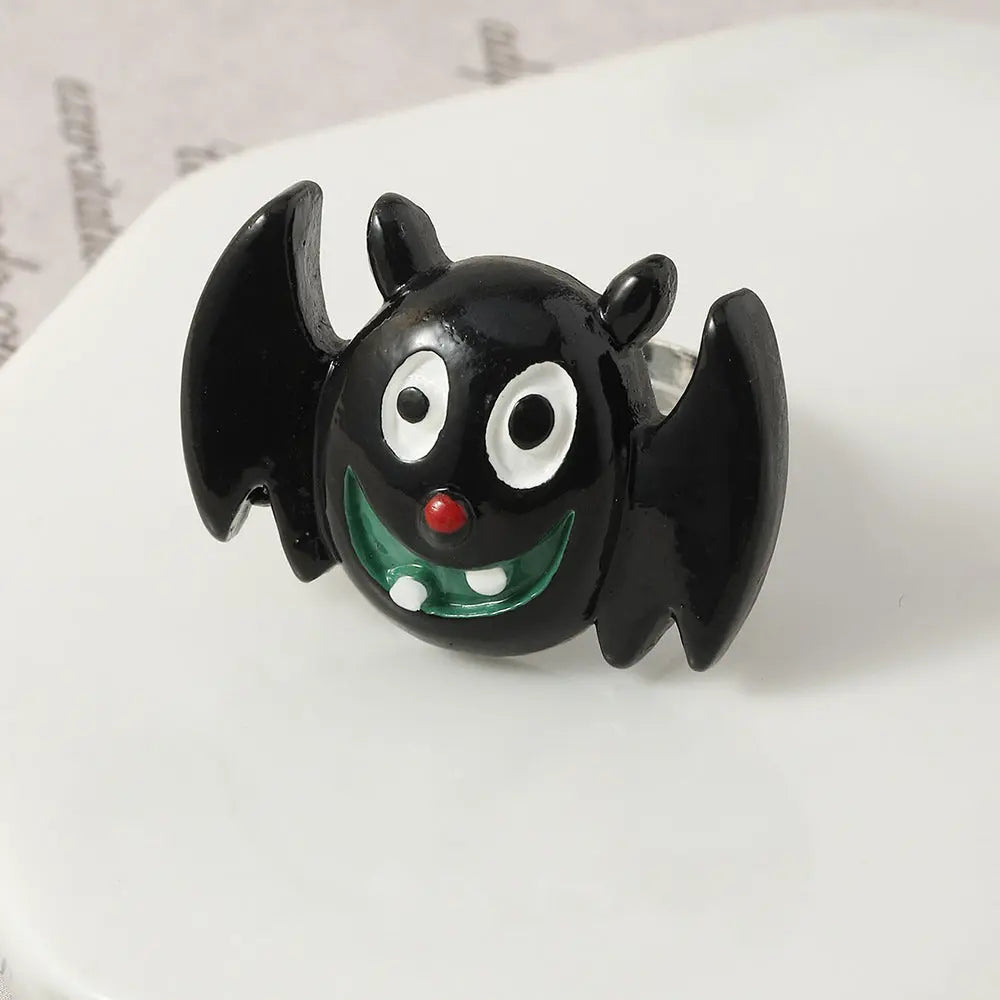 Halloween Cartoon Rings – Pumpkin Ghost Bat Resin Party Jewelry for Women CJ