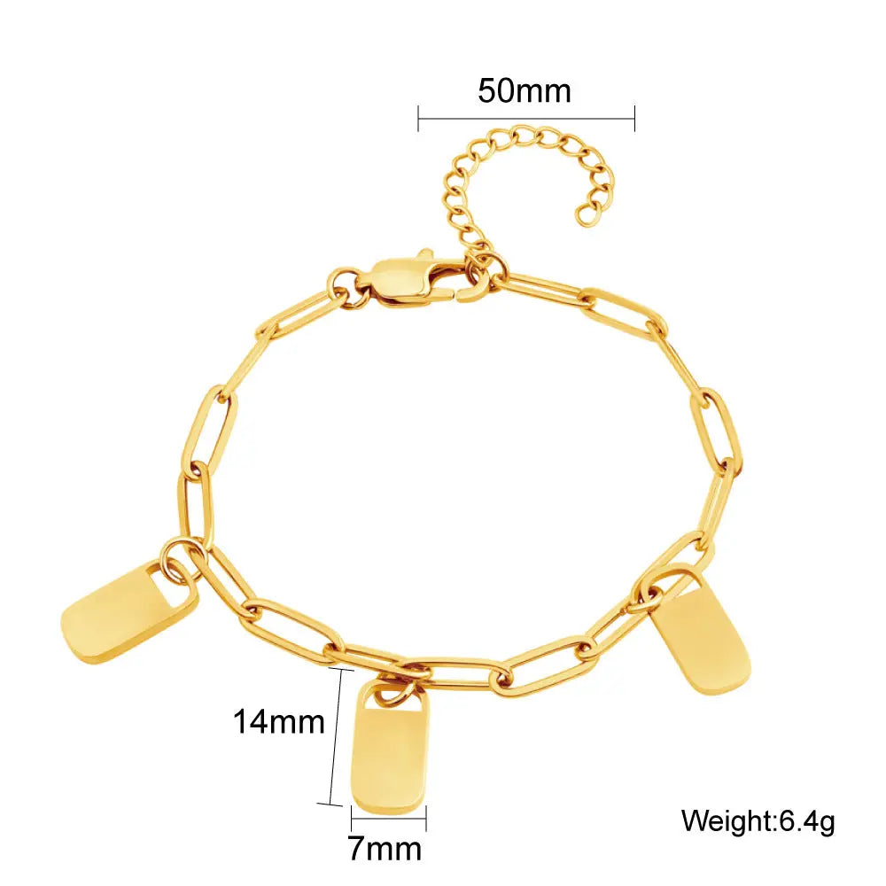 Personalized Engraved Heart Bracelet Stainless Steel Custom Charm Jewelry Gift TED