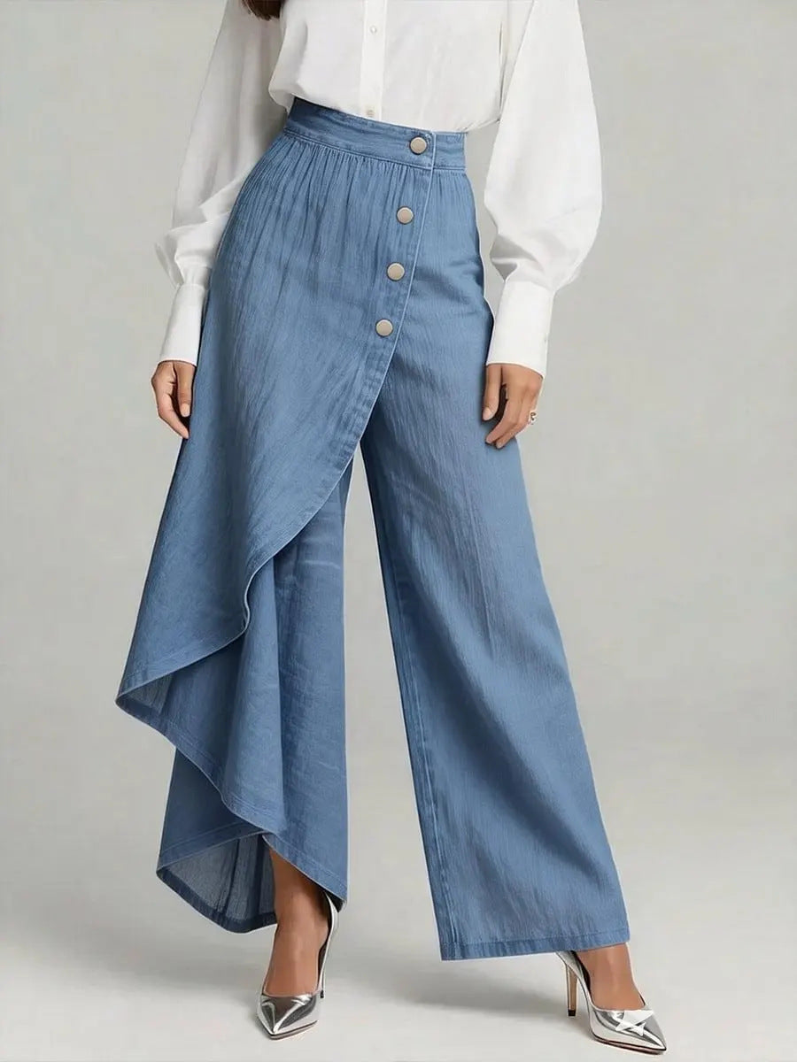 Womens Wide Leg Printed Pants  Casual Mid Waist Loose Fit Trousers | Trendy Streetwear Long Pants TED