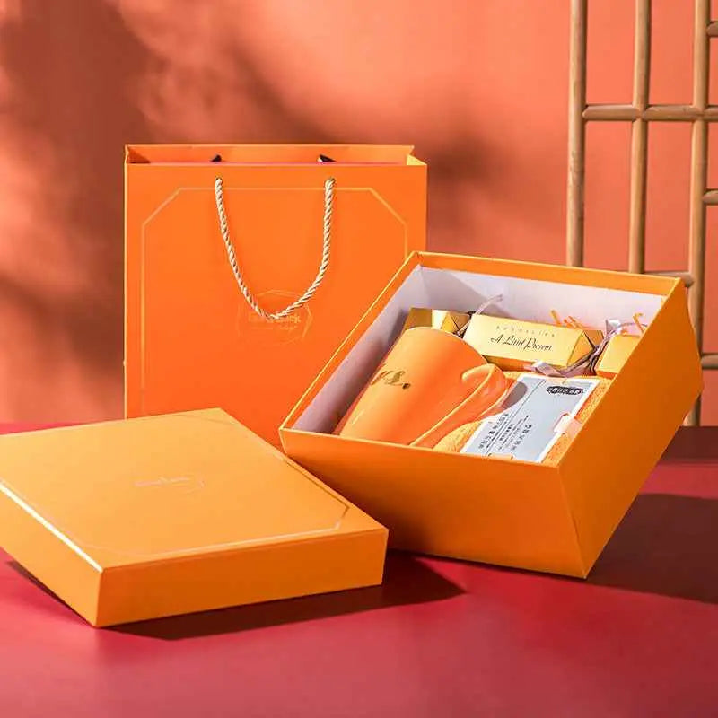 Luxury Ceramic Mug Gift Set with Towel & Candy Box – Premium Coffee Cup Gift for Any Occasion