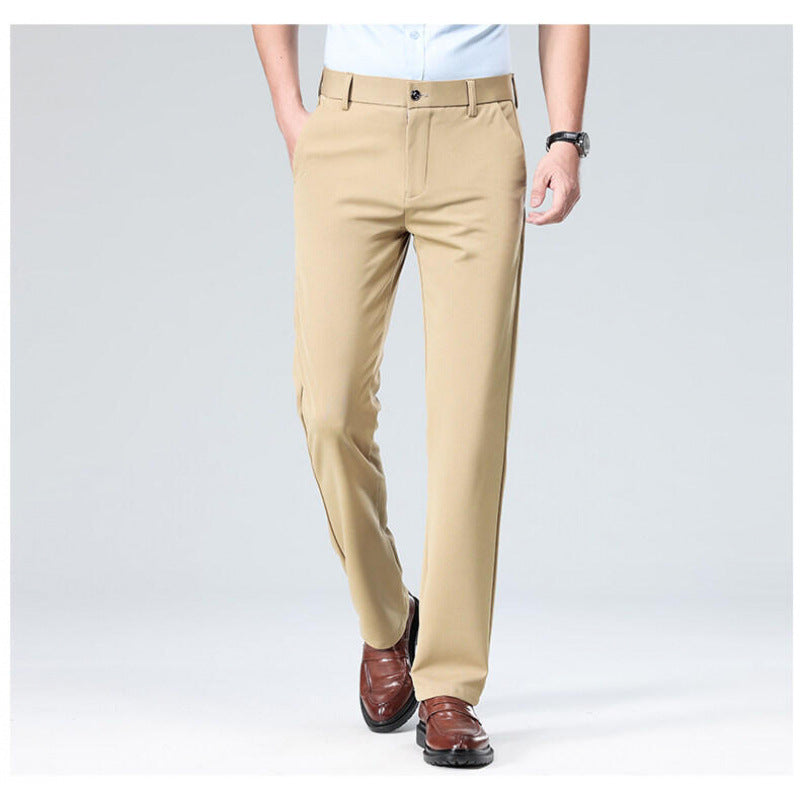 Mens Wrinkle-Resistant Straight Leg Trousers - Lightweight Casual Dress Pants | Comfortable Business & Everyday Wear TED