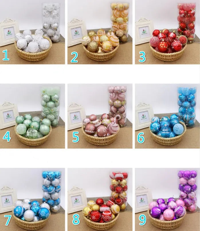 Hand-Painted Christmas Ball Ornaments – Luxury PVC Tree Decorations | Metallic Holiday Baubles (6cm) CJ