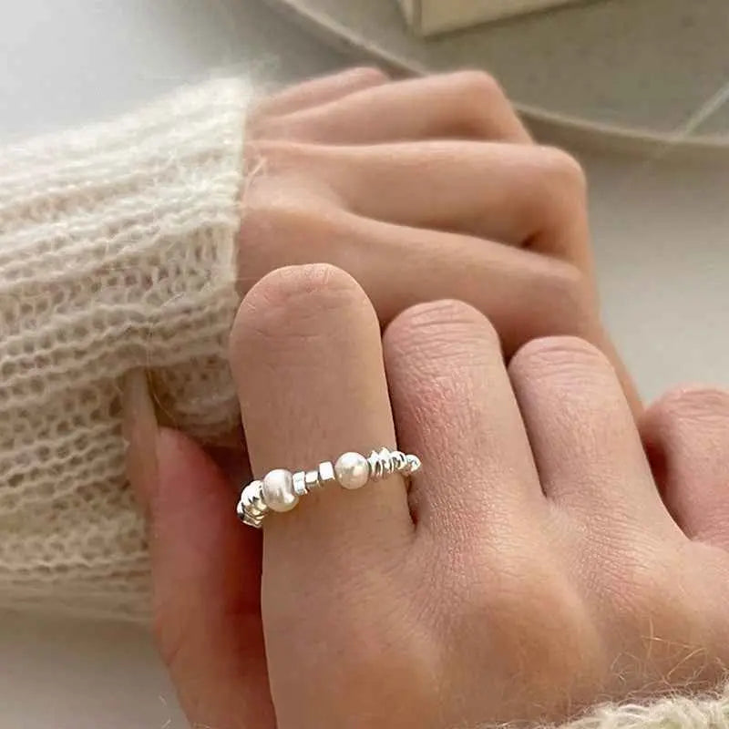 S925 Sterling Silver Open Ring ? Minimalist Geometric Adjustable Ring for Women