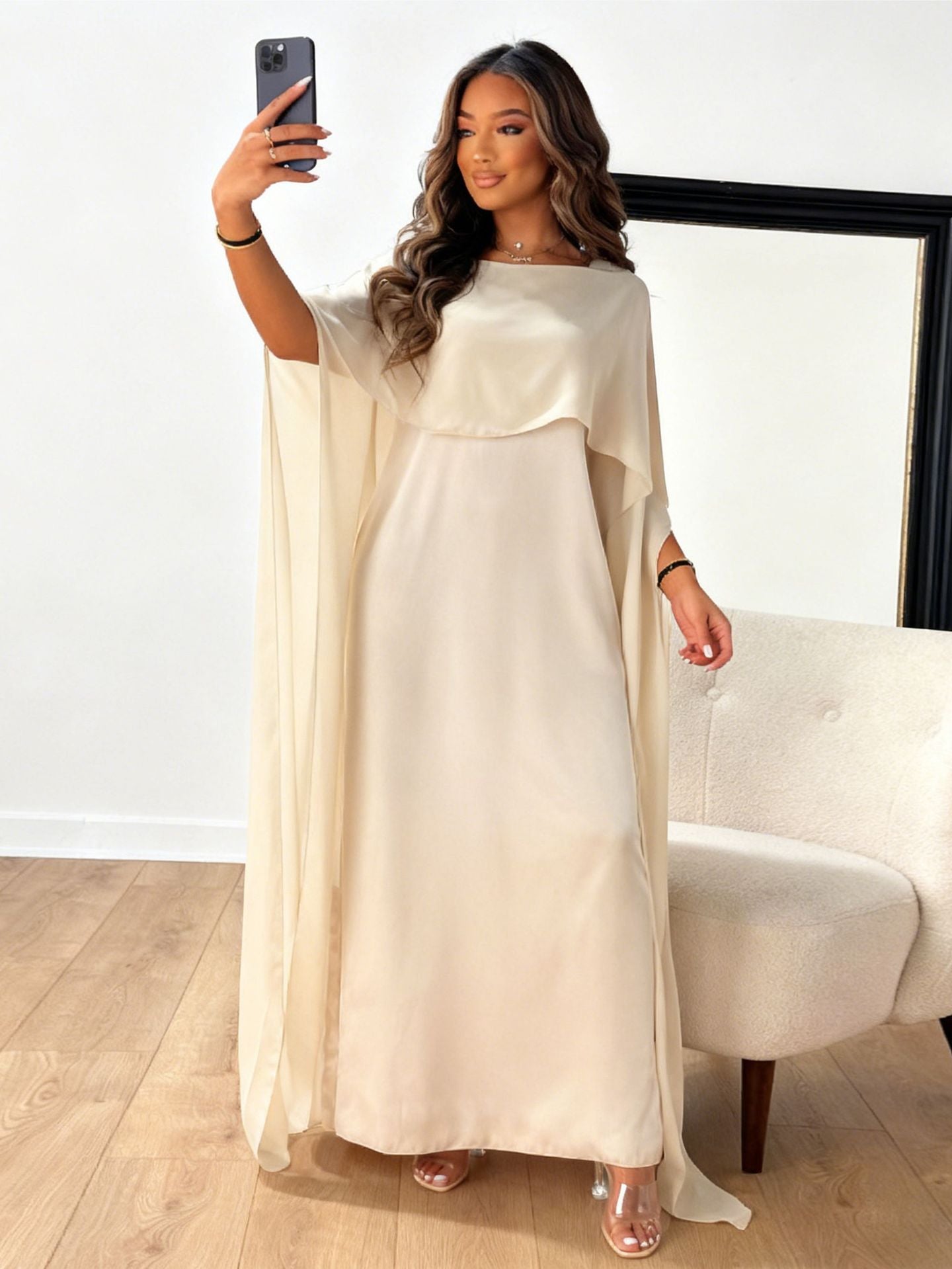 Elegant Midi Dress - Simulated Silk One Piece Midi Dress | Free Shipping