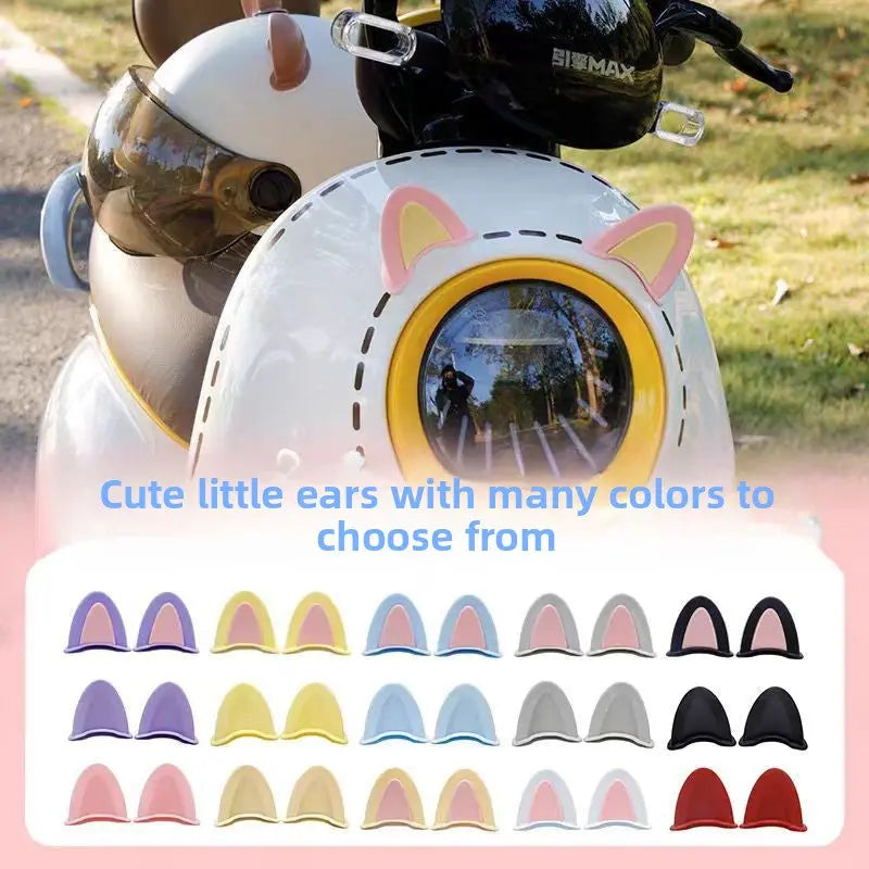Helmet Cat Ear Accessories Cute Stick-On Helmet Decorations for Motorcycle & E-Bike TED