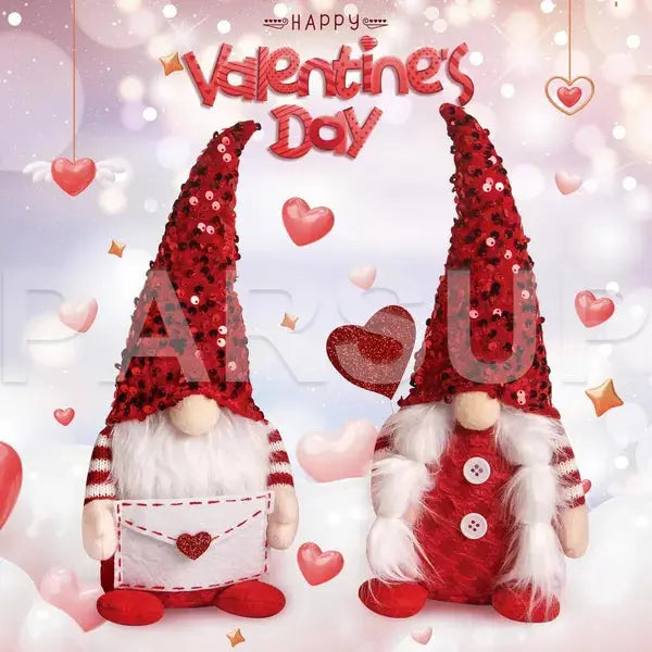 Valentine’s Day Gnome Gift Set – 2PCS Plush Swedish Elf with Heart Balloon Décor CJ