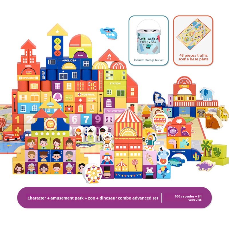 Montessori Building Blocks Set for Kids | 100-200 Piece Creative Learning Toy - EverCharm Gifts