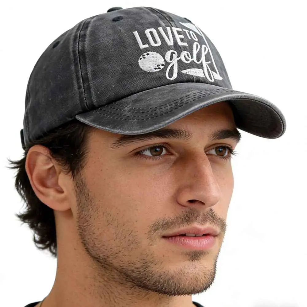 2pcs Golf Hats For Men Adjustable Embroidered Wash Cotton Baseball Cap