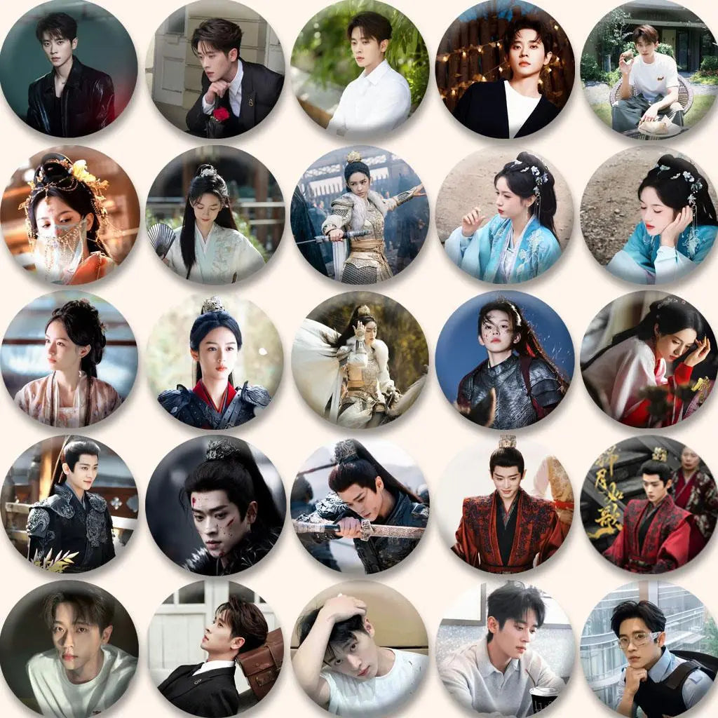 Celebrity Badge Pins Set - Jinyue Ruge, Chenglei & Zhouye Fan Merch | 58mm Metal Brooches & Backpack Accessories TED