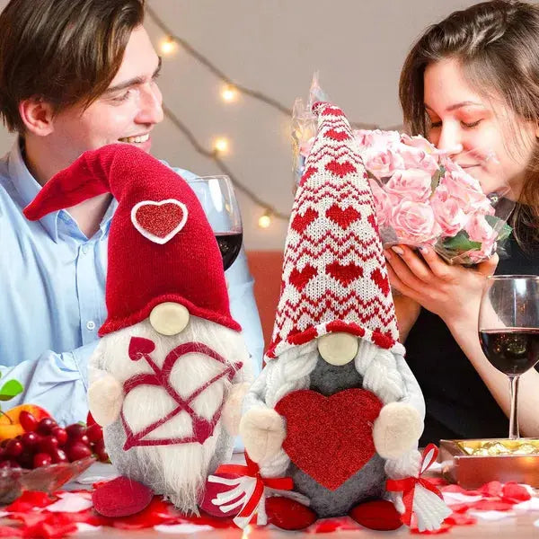 Valentine’s Day Lighted Gnome Set – 2PCS Plush Cupid Elf Decorations CJ