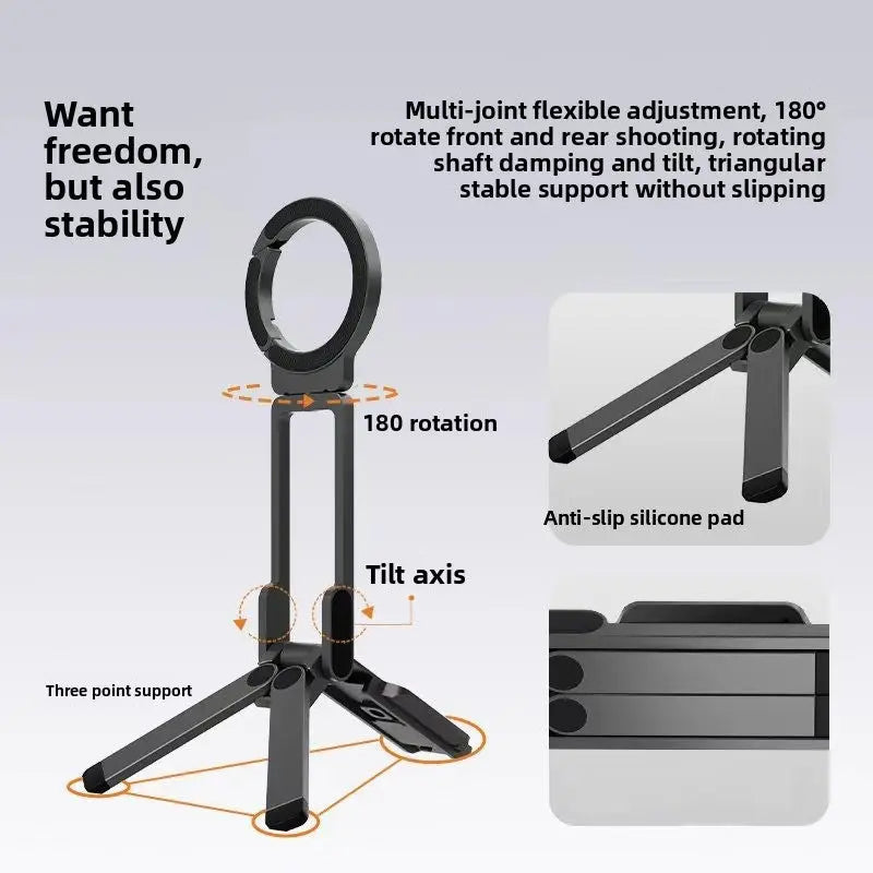 Magnetic Carabiner Phone Holder 4-in-1 Tripod Clip Stand Anti-Shake Outdoor Mount TED