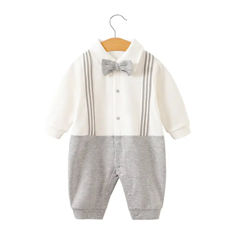 Baby Boy Cotton Romper – Long Sleeve British Style Newborn Jumpsuit (0–12 Months) EPR