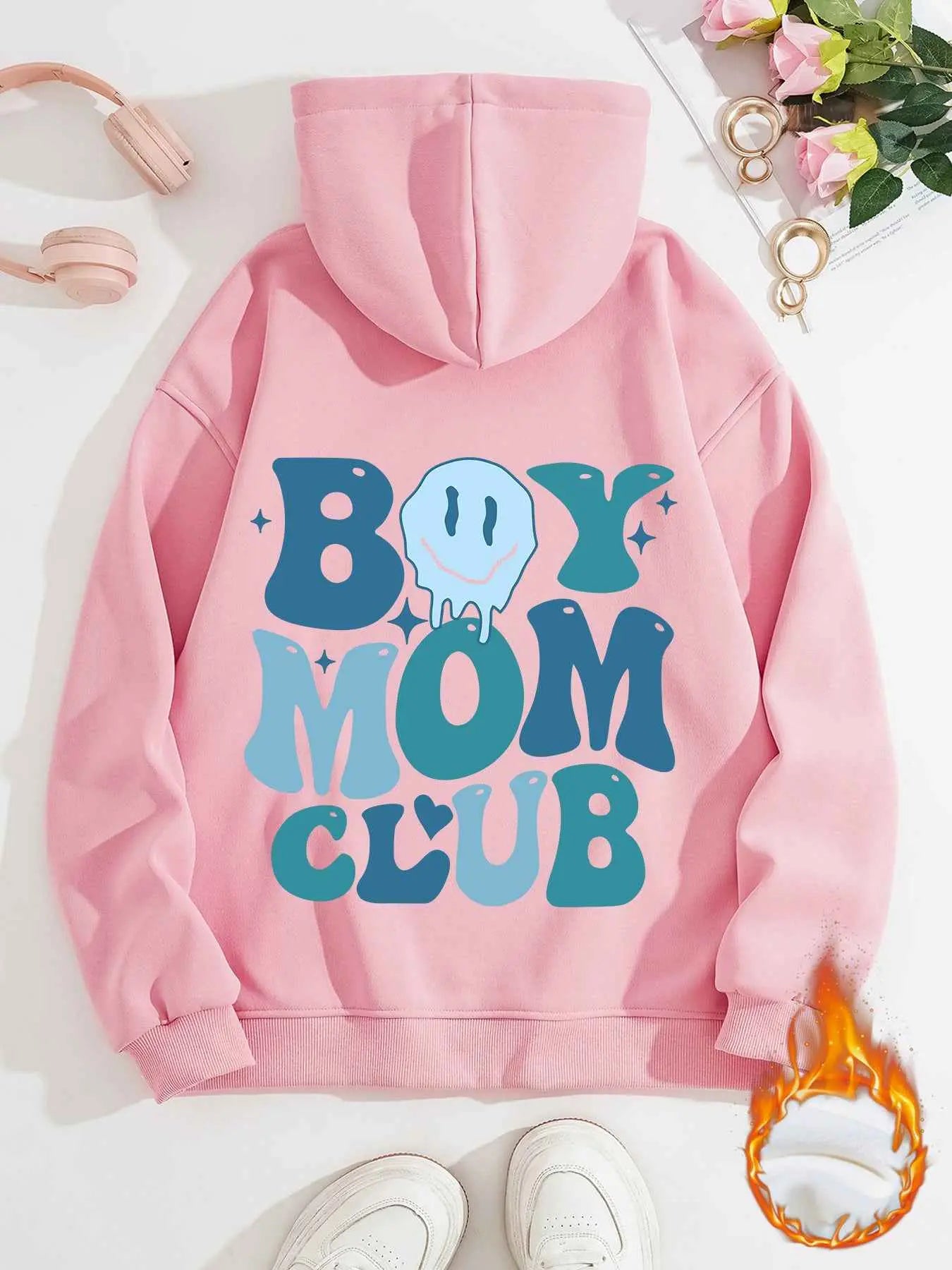 Boy Mom Club Hoodie – Women’s Oversized Streetwear Pullover with Pocket