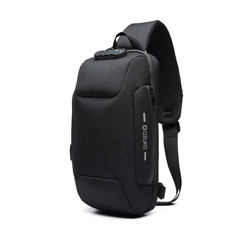 Mens Anti-Theft Chest Bag with USB Port Waterproof Tactical Sling Bag for Travel TED
