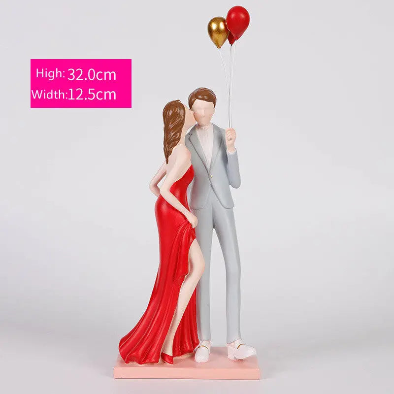Romantic Couple Balloon Statue – Modern Resin Love Ornament Home Decor CJ