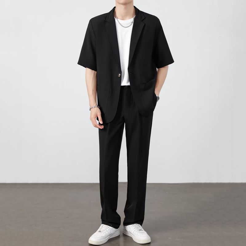 Men's Ice Silk Casual Suit Set | Lightweight Summer Suit 3-Piece Outfit - EverCharm Gifts