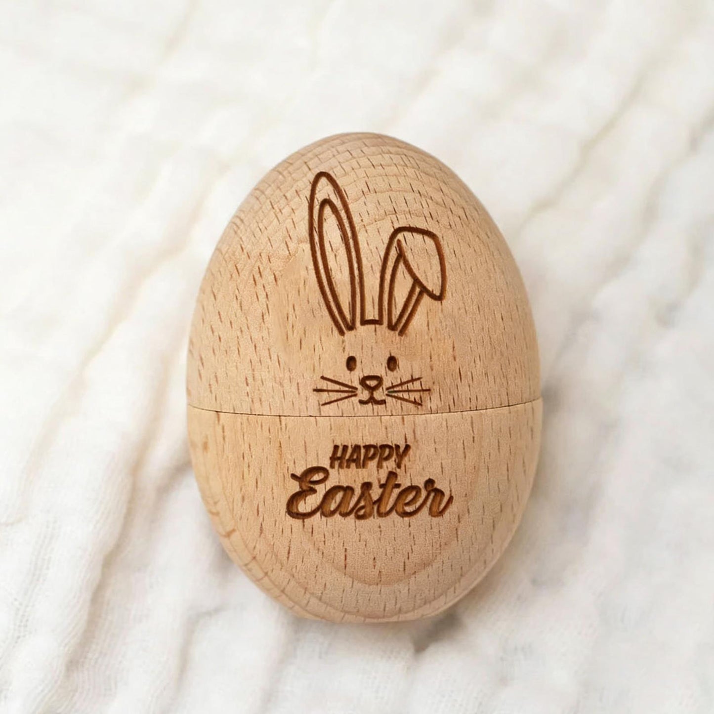 Laser Engraved Wooden Easter Eggs - Rustic Hollow Easter Ornament Decorations
