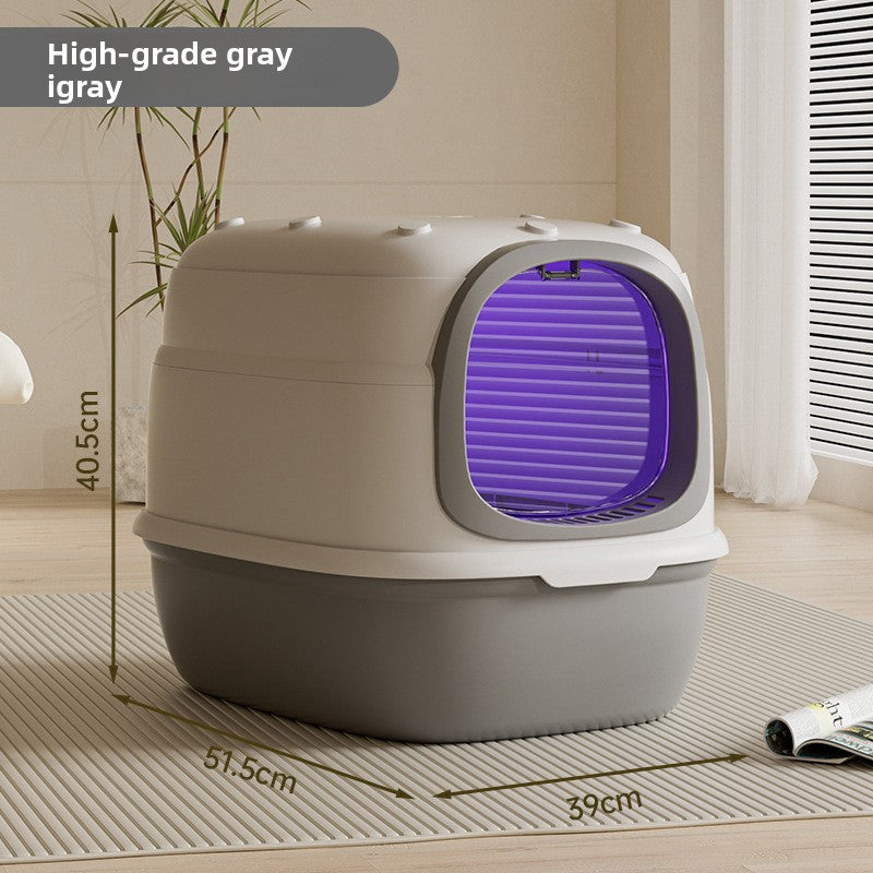 Fully Enclosed Cat Litter Box with UV Sterilization - Extra Large Odor-Control Cat Toilet | Covered Hygienic Litter Box TED