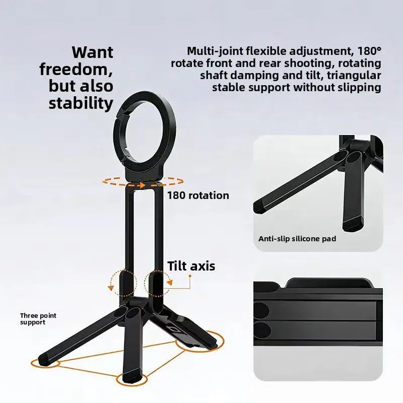 Magnetic Carabiner Phone Holder 4-in-1 Tripod Clip Stand Anti-Shake Outdoor Mount TED