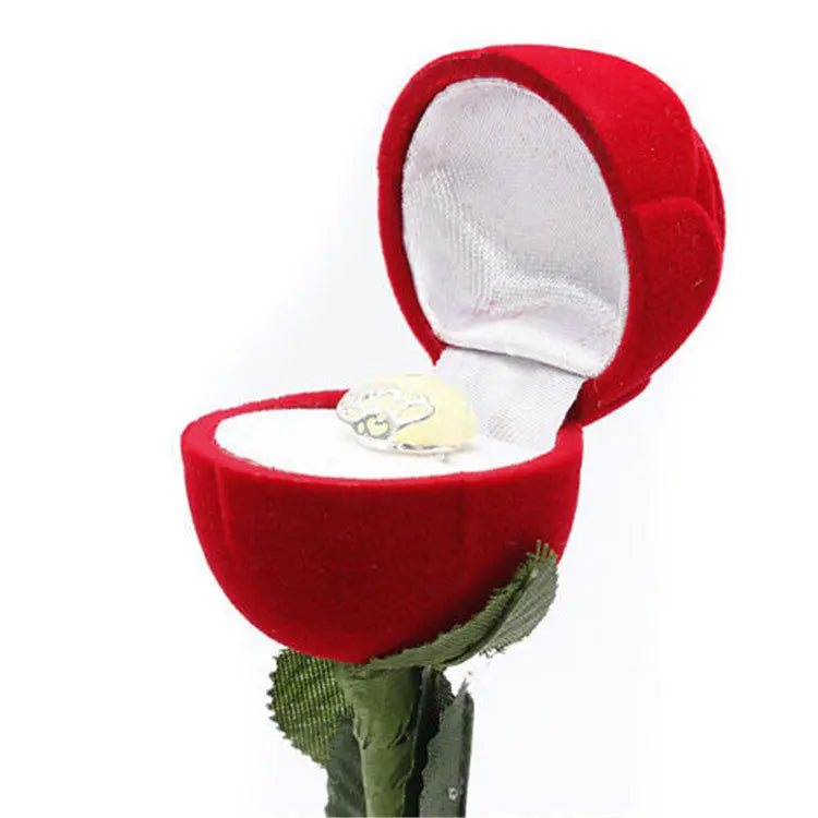 Rose Ring Gift Box – Romantic Red Flower Jewelry Box for Proposal & Anniversary CJ